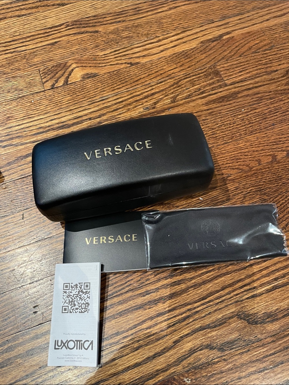 Versace Black and Gold Sunglasses Case with Microfiber Pouch